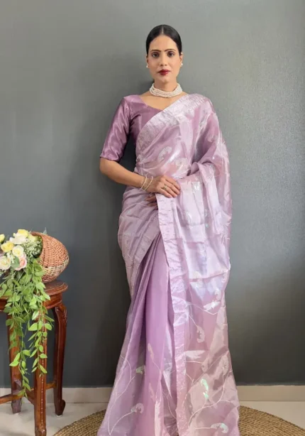 Burbury Silk Saree Sequence & Swarovski Work