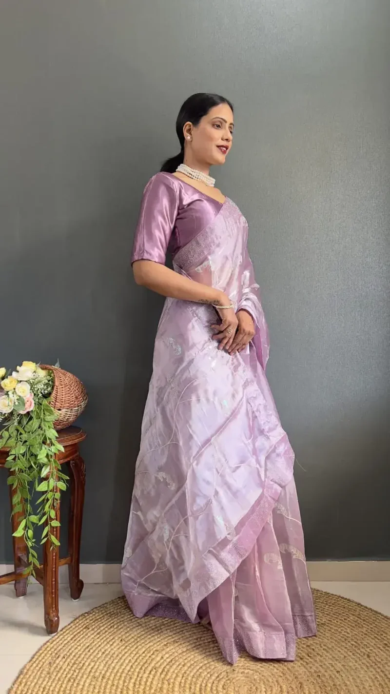 Burbury Silk Saree Sequence & Swarovski Work