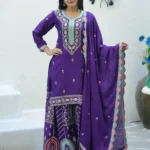 Coding Sequence Embroidery Work Chinon Sharara Suit for Wedding