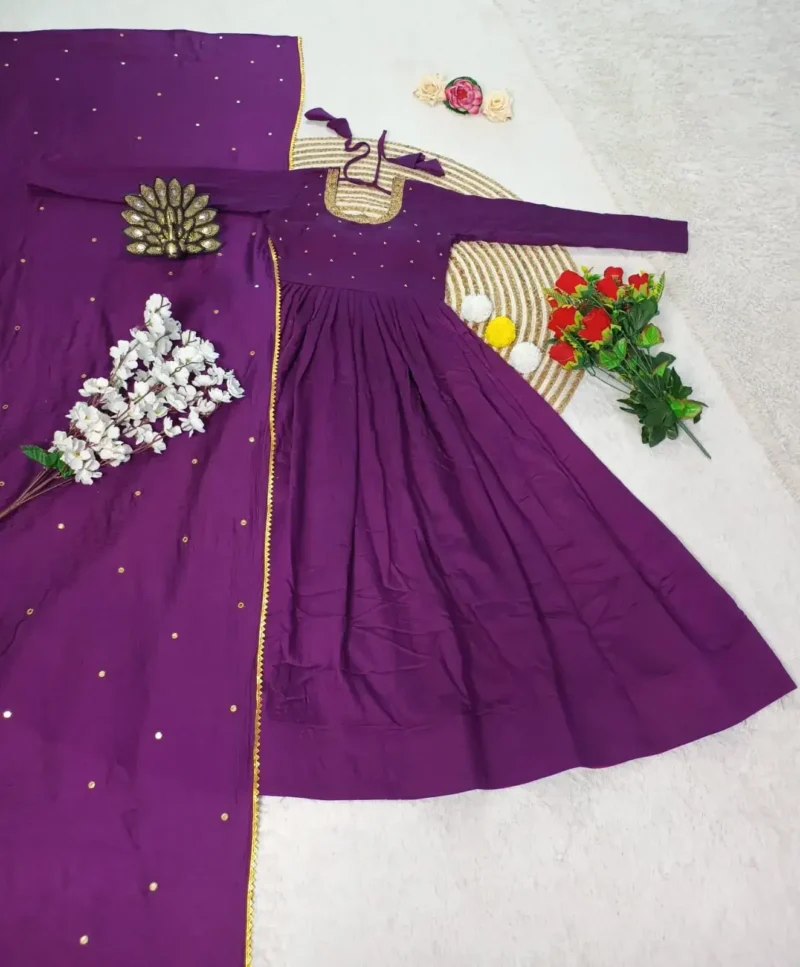 Cotton Hand Embroidery Work Designer Gown
