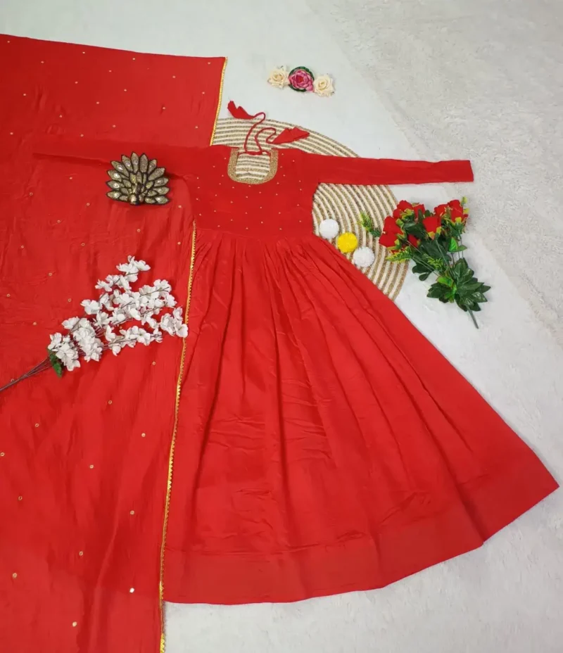 Cotton Hand Embroidery Work Designer Gown