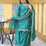 Designer Embroidered Chinon Suit With Sequins Embroidery Work