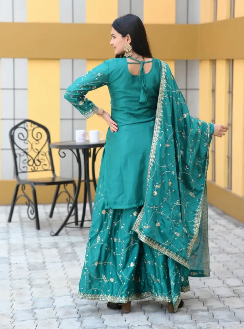 Designer Embroidered Chinon Suit With Sequins Embroidery Work