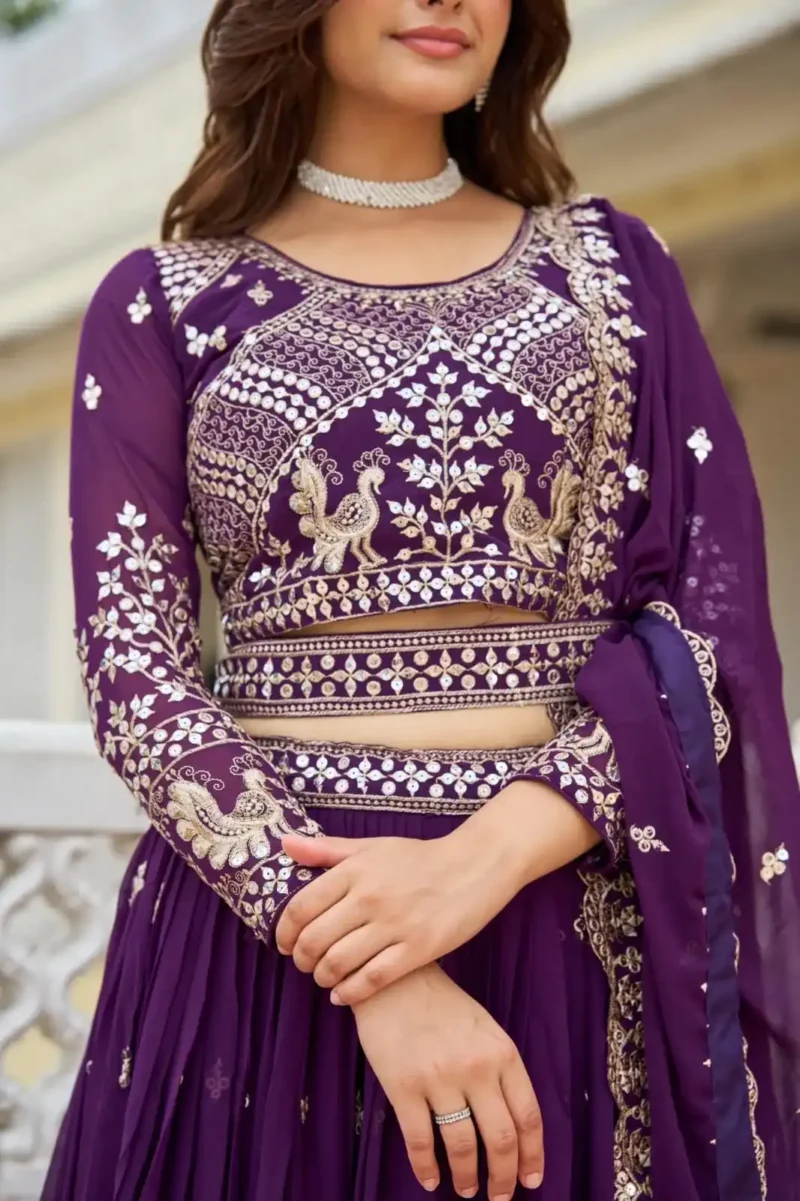 Designer Embroidered Wedding Lehenga Choli with Belt