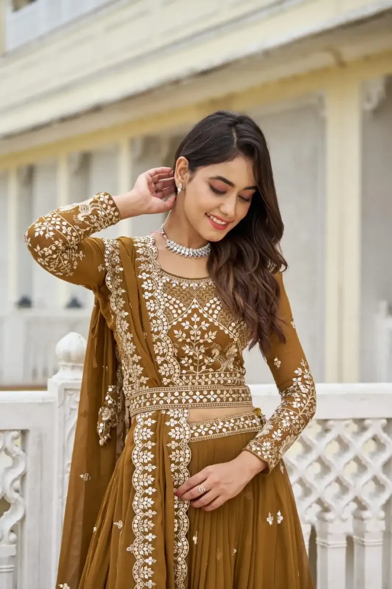 Designer Embroidered Wedding Lehenga Choli with Belt