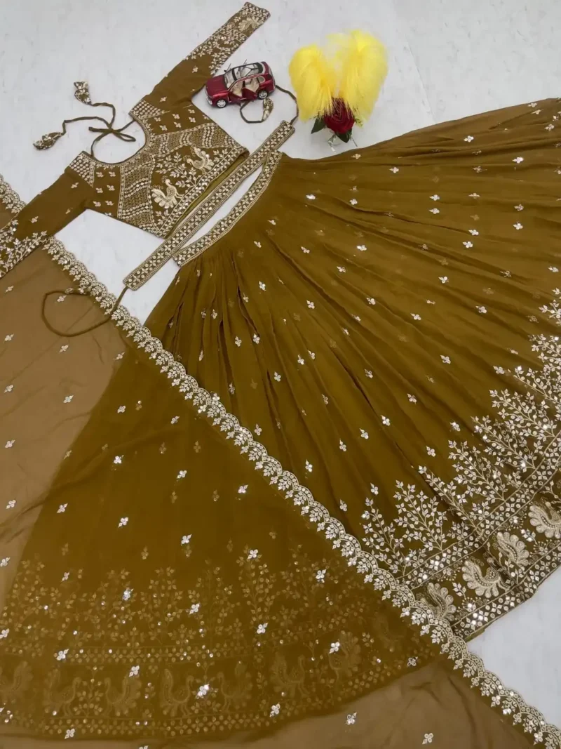 Designer Embroidered Wedding Lehenga Choli with Belt