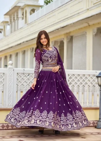 Designer Embroidered Wedding Lehenga Choli with Belt
