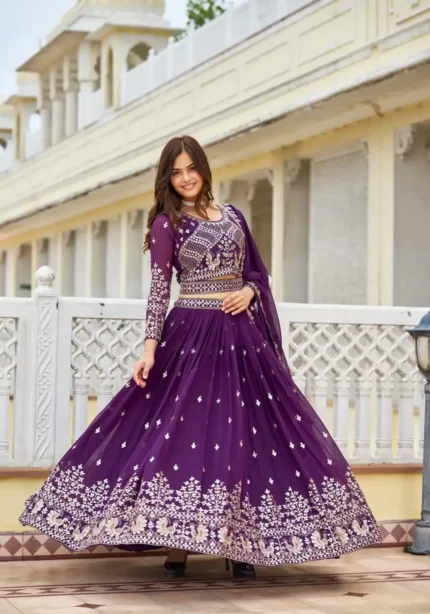 Designer Embroidered Wedding Lehenga Choli with Belt