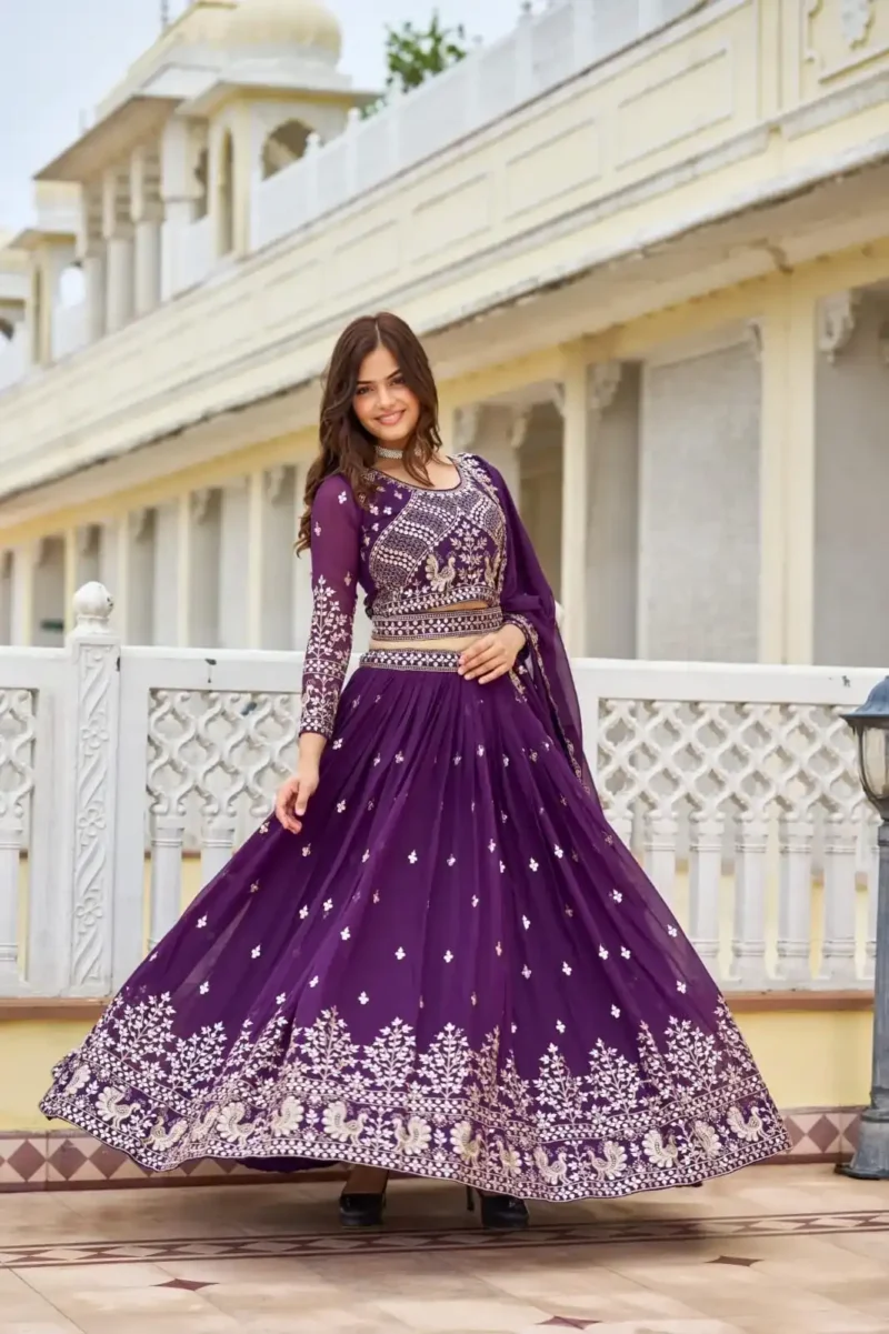 Designer Embroidered Wedding Lehenga Choli with Belt