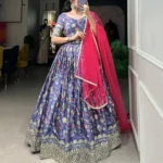 Digital Printed Sequins Embroidered Chinon Lehenga Choli