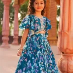 Digital Printed Sequins Work Stitched Lehenga for Kids