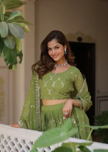 Embroidery Sequence Work Faux Georgette Lehenga Choli