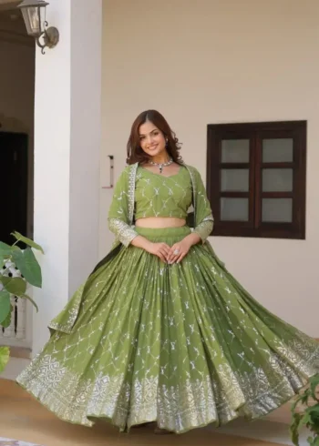 Embroidery Sequence Work Faux Georgette Lehenga Choli
