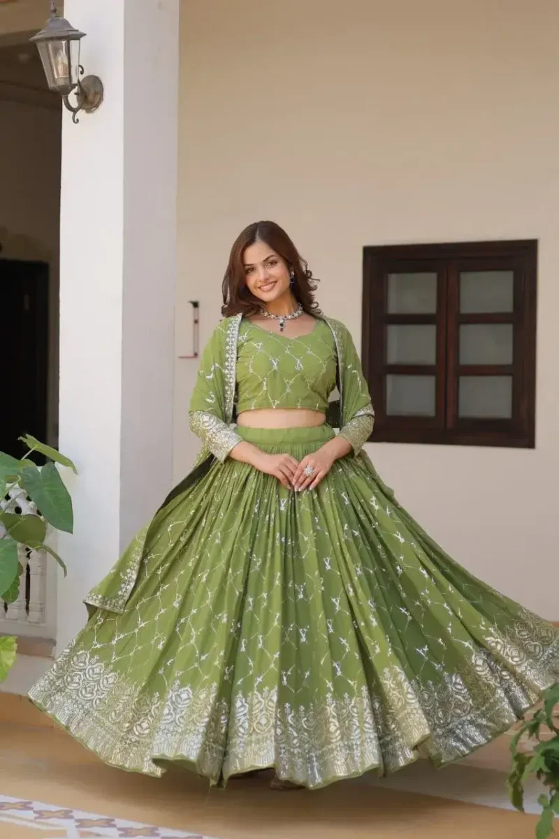 Embroidery Sequence Work Faux Georgette Lehenga Choli