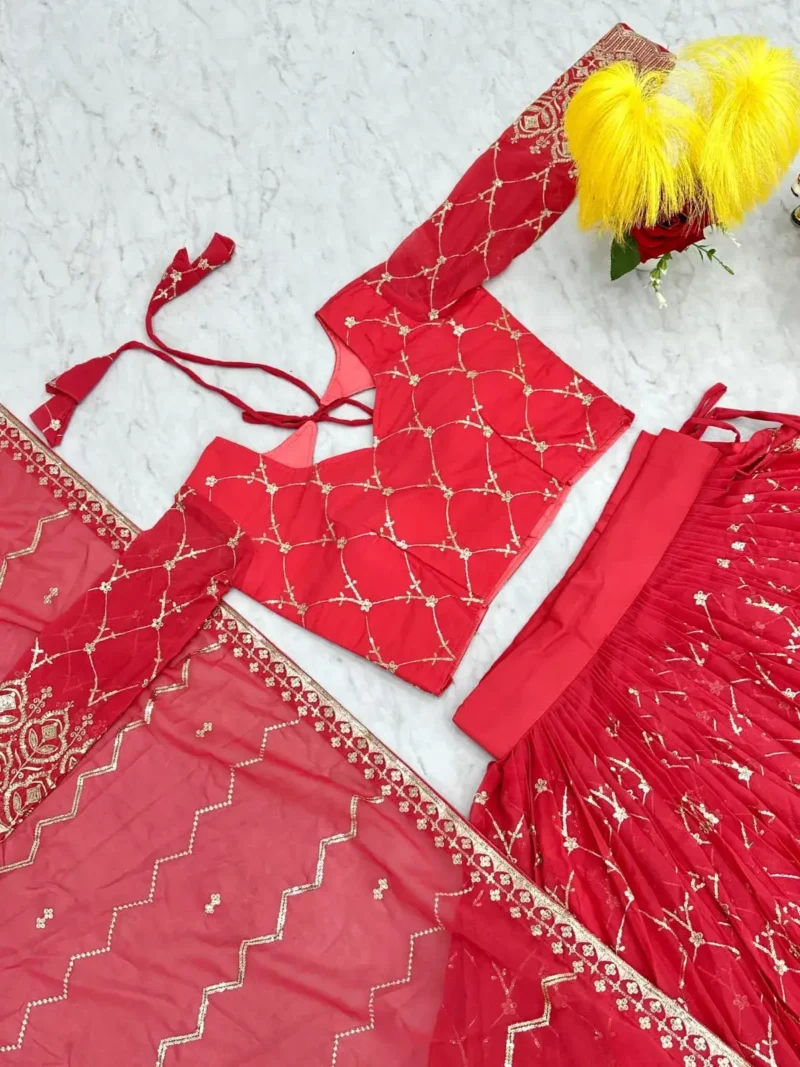 Embroidery Sequence Work Faux Georgette Lehenga Choli