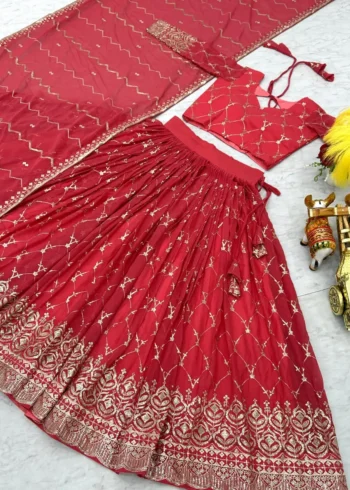 Embroidery Sequence Work Faux Georgette Lehenga Choli