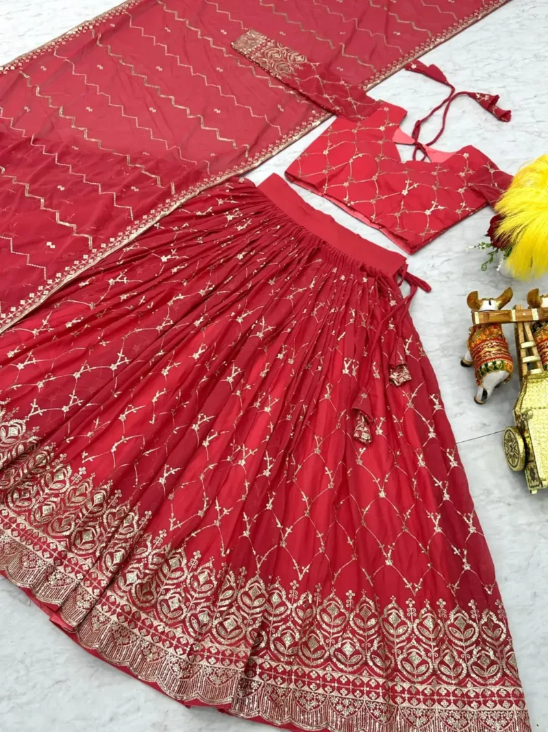 Embroidery Sequence Work Faux Georgette Lehenga Choli