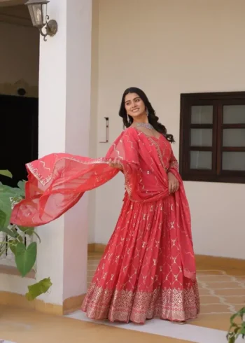 Embroidery Sequence Work Faux Georgette Lehenga Choli