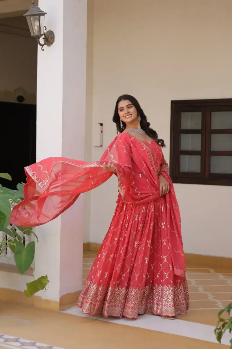 Embroidery Sequence Work Faux Georgette Lehenga Choli