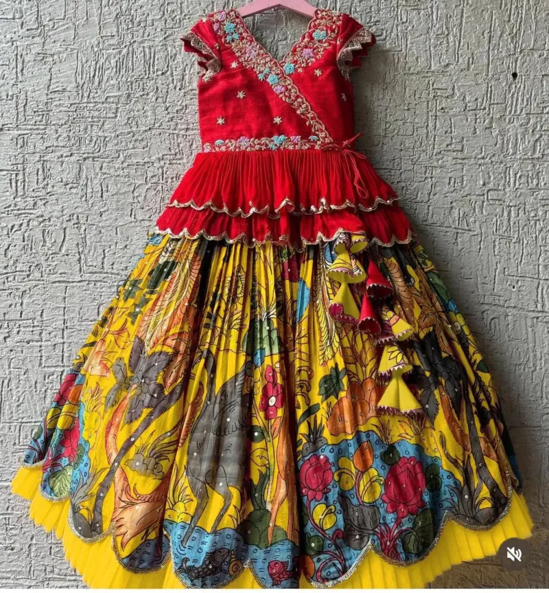 Faux Georgette Kediya Style Sequins Embroidered Lehenga for Kids