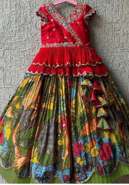 Faux Georgette Kediya Style Sequins Embroidered Lehenga for Kids