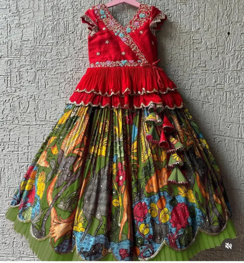Faux Georgette Kediya Style Sequins Embroidered Lehenga for Kids