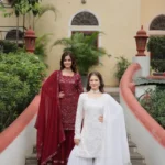 Faux Georgette Sequins Embroidered Sharara Suits