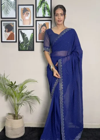 Faux Georgette Swarovski Work Ready to Wear Saree