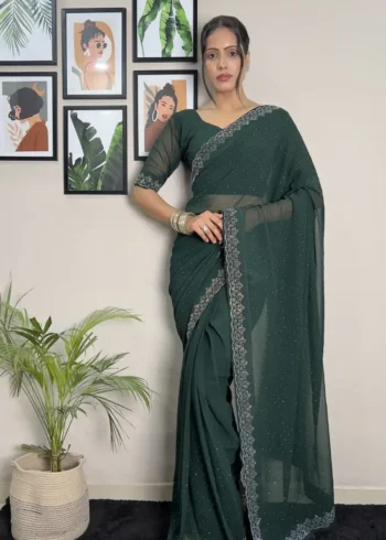 Faux Georgette Swarovski Work Ready to Wear Saree