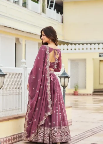 Faux Georgette Wedding Lehenga Choli with Embroidery