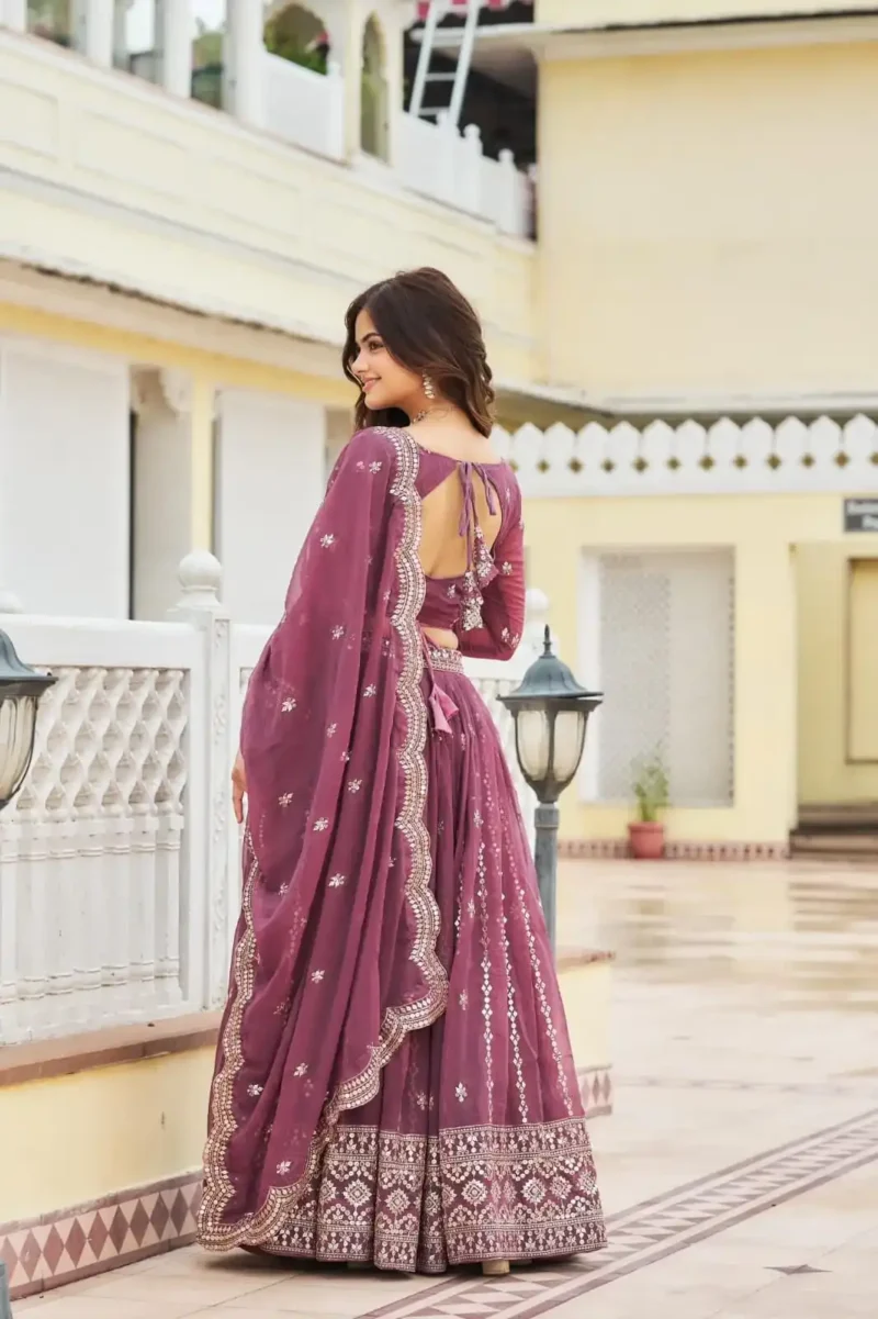 Faux Georgette Wedding Lehenga Choli with Embroidery