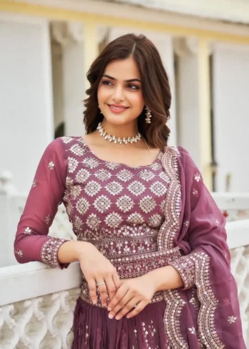 Faux Georgette Wedding Lehenga Choli with Embroidery