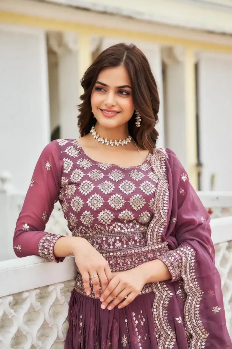 Faux Georgette Wedding Lehenga Choli with Embroidery