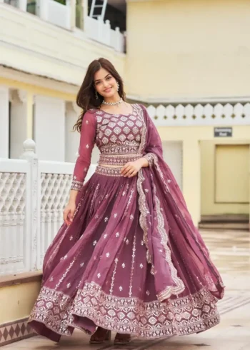 Faux Georgette Wedding Lehenga Choli with Embroidery
