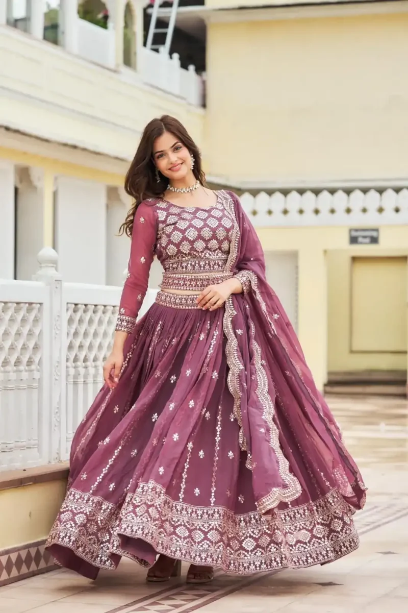 Faux Georgette Wedding Lehenga Choli with Embroidery