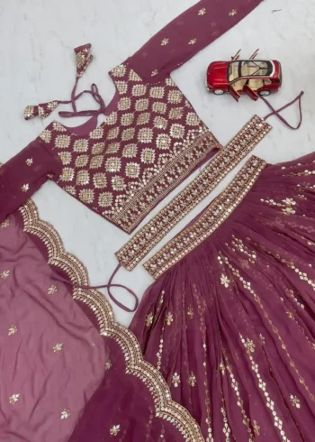 Faux Georgette Wedding Lehenga Choli with Embroidery