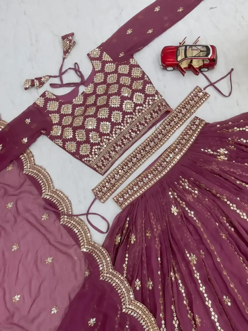 Faux Georgette Wedding Lehenga Choli with Embroidery