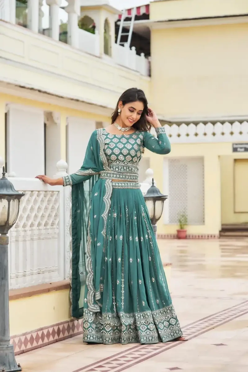 Faux Georgette Wedding Lehenga Choli with Embroidery