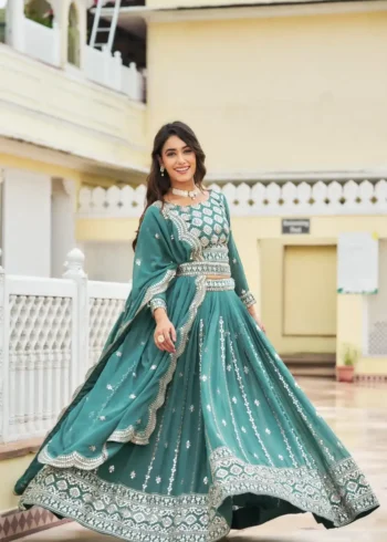 Faux Georgette Wedding Lehenga Choli with Embroidery
