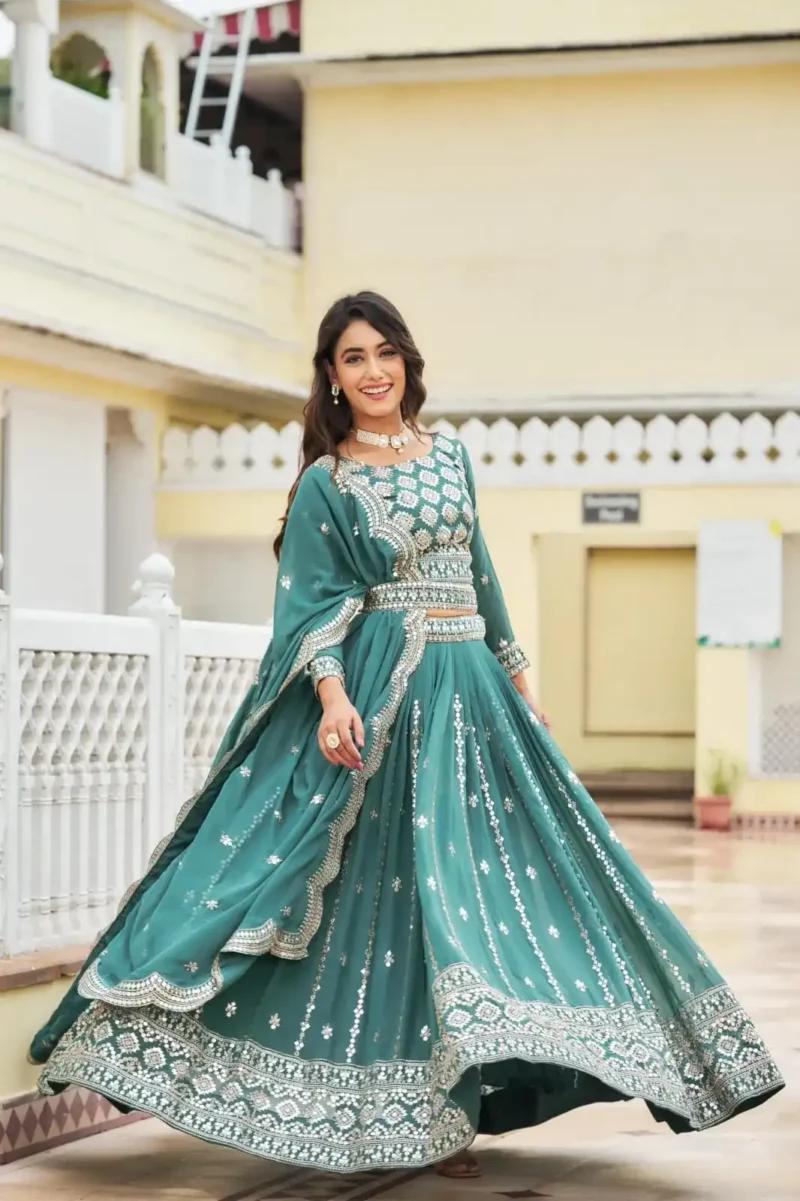 Faux Georgette Wedding Lehenga Choli with Embroidery