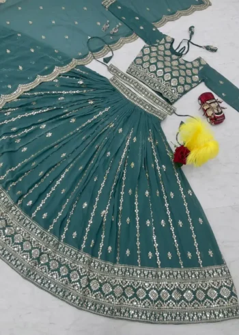 Faux Georgette Wedding Lehenga Choli with Belt
