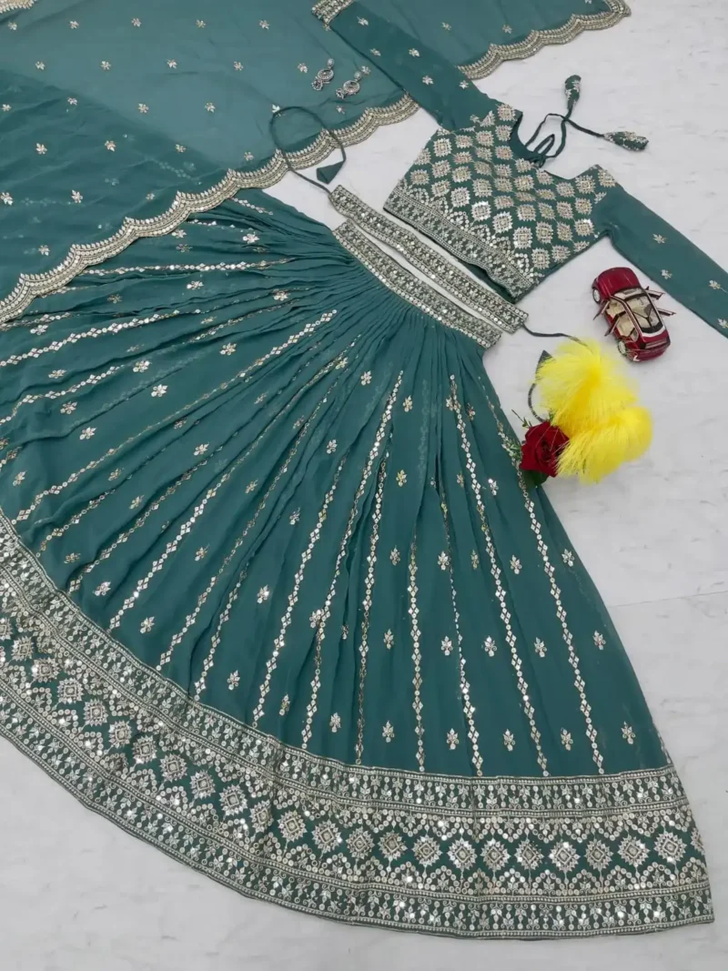 Faux Georgette Wedding Lehenga Choli with Belt