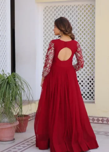 Heavy Embroidered Faux Georgette Party Wear Gown & Dupatta