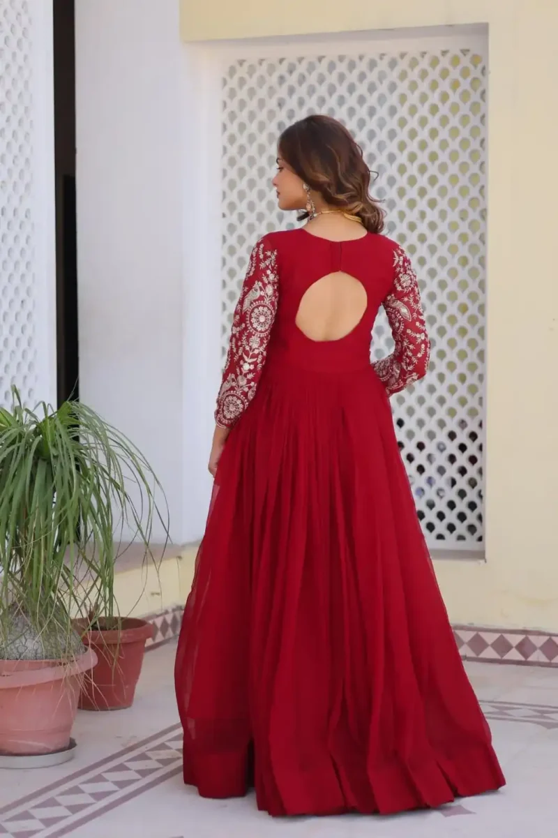 Heavy Embroidered Faux Georgette Party Wear Gown & Dupatta