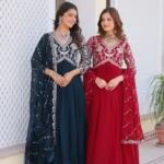 Heavy Embroidered Faux Georgette Party Wear Gown & Dupatta