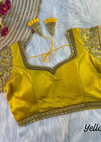 Heavy Embroidered Sleeves Italian Silk Designer Blouse