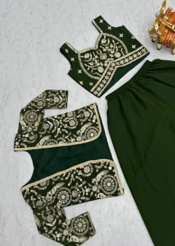 Heavy Embroidery Lace Work Choli and Palazzo with Koti