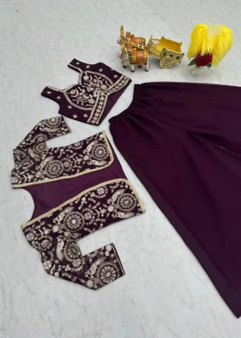 Heavy Embroidery Lace Work Choli and Palazzo with Koti