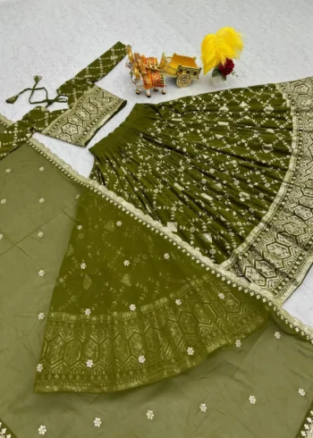 Heavy Faux Georgette Sequence Work Unstitched Lehenga Choli
