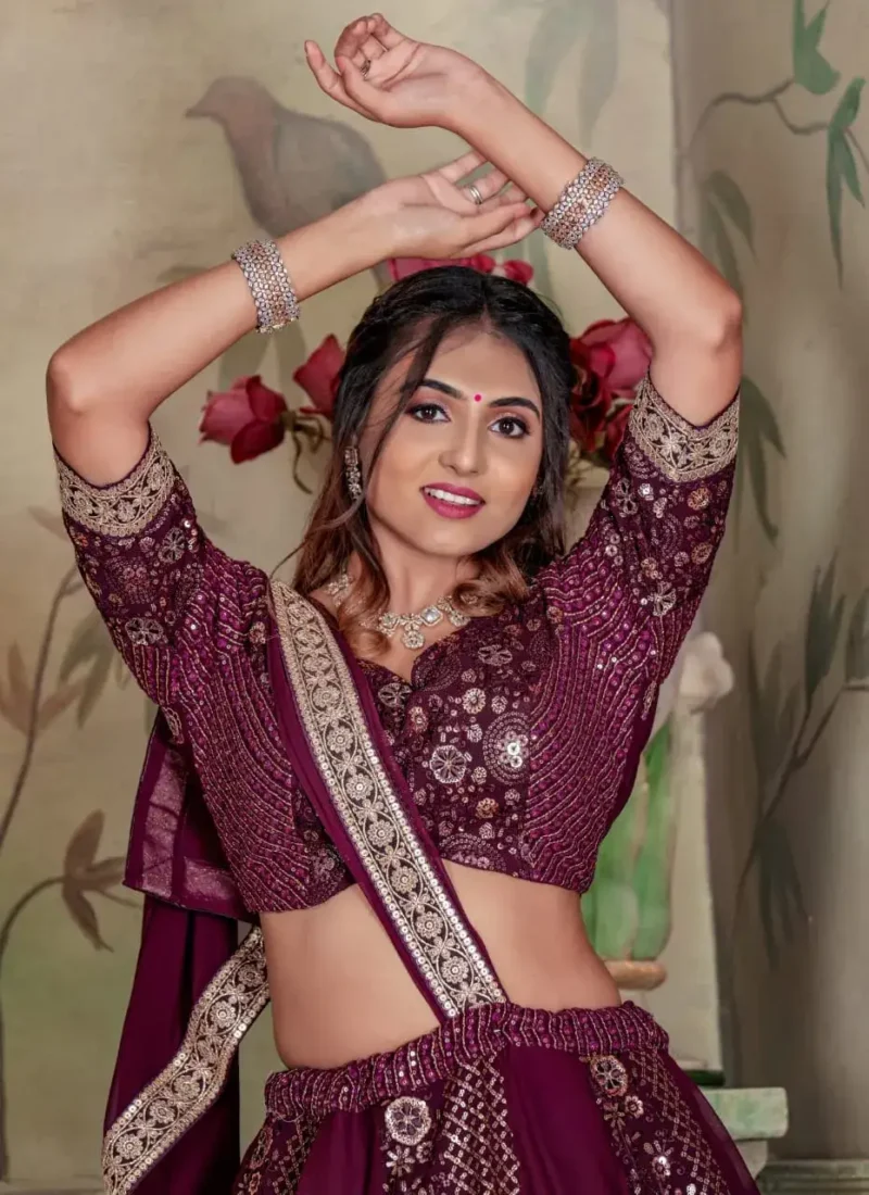 Heavy Georgette Coding and Sequence Embroidered Party lehenga Choli